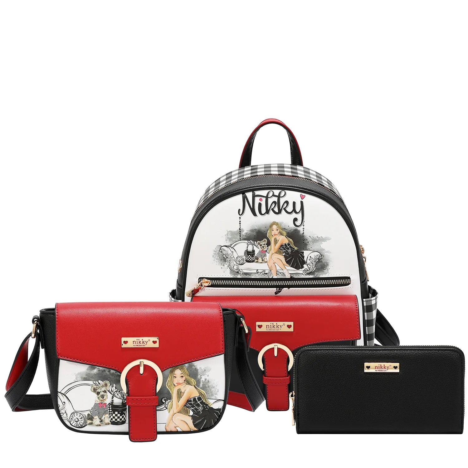 3PC Backpack, Mini Crossbody and Wallet
