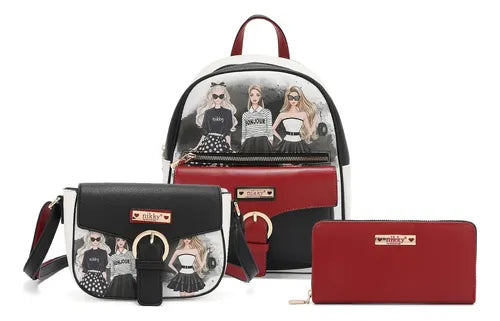 3PC Backpack, Mini Crossbody and Wallet