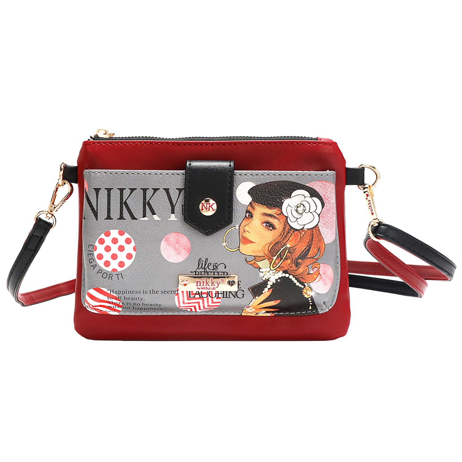 Zip & Snap Button Pouch Crossbody